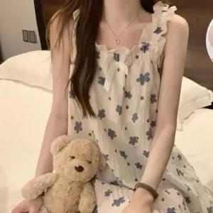 여성 여름 민소매 원피스 잠옷 파자마 쿨링 홈웨어