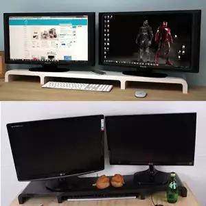 고품질 듀얼 와이드 모니터 받침대 컴퓨터 PC 선반 다이 1단 와이드모니터받침대 대형모니터받침대 W50C81