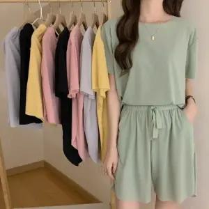 여성라운지웨어 가벼운 여성 여성파자마 겨울 여름 세트 무봉제 잠옷 편한