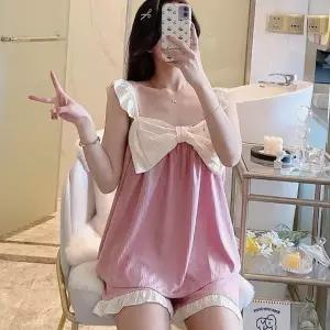 ( )여성 여름 홈웨어 파자마 파티 나시 잠옷 세트 핑크 여자홈웨어 바지 예쁜 시원한 귀여운