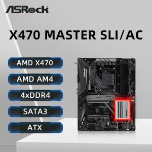 ASRock X470 MASTER SLI/AC 마더보드 지원 1600 2700X 1700X 5600X 5700X3D 5800X3D 5800X CPU 4xDDR4 M.2