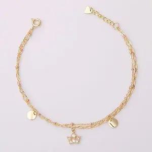 [하프클럽/]14K gold 루루왕관 골드 로즈골드 두줄 체인 금 팔찌