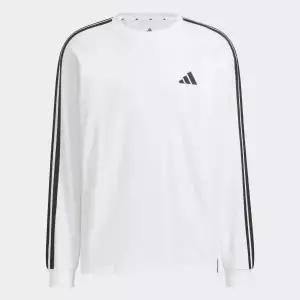Mens 에센셜 플로스 루즈 핏 3-스트라이프 롱 슬리브 티셔츠 KF3731