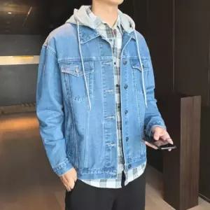 고품질 데일리 남성 봄 가을 후드 탈부착 데님 청자켓 점퍼 남자잠바 (W8A234F)