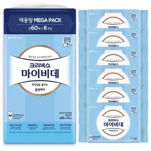마이비데 물티슈 캡형 60매 x 6팩 비데 화장실 비데티슈