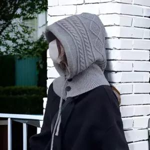 여자 겨울 니트 목도리 넥 워머 후드 바라클라바 코디