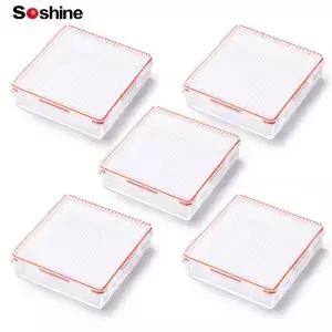 Soshine 5PC 방수 18650 배터리 케이스 클립 홀더 컨테이너가있는 4 슬롯 흰색 하드 플라스틱 보관 상자