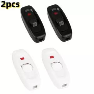2pcs 인라인 스위치 코드 기기 검정/흰색 버튼 ON OFF 램프 교체 수리 제어 LED 전기 확장