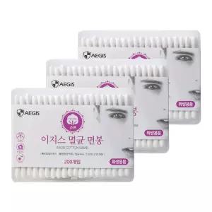 성인용 이지스 순면 200개입 멸균면봉 3개 x 이지스 순면면봉 성인용면봉 고급면봉 귀이개