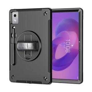 LENOVO 디어 탭 프로용 ZENRICH 러기드 케이스 12.7인치 헤비 듀티 충격 방지 보호 [360 회전 킥스탠드] [핸드 스트랩][숄더 벨트] 프로 2025 출시 블랙