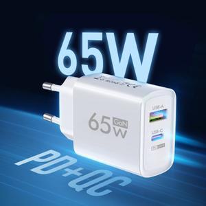 PD 65W GaN 타입 C USB 휴대폰 충전기 고속 전원 어댑터 (아이폰, , , 샤오미용) 퀵차지 벽면