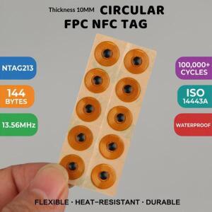 RFID NFC FPC 태그 10MM 13.56MHz 유연한 미니 위조 방지 보안 내장 자산 추적 및 장치 인증용