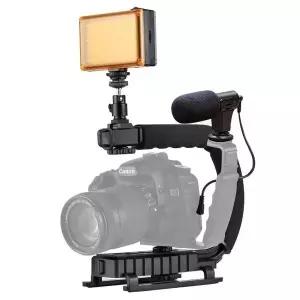 DSLR 카메라 핸들 그립 셀카봉 안정기 핫슈 마운트 모니터 조명 (WD014FE)