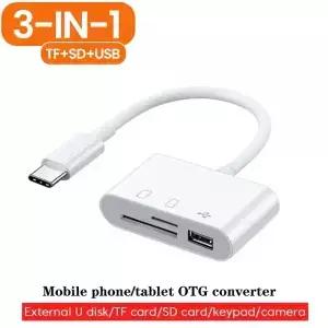 3-in-1 라이트닝 타입C SD TF 카드 USB 카메라 어댑터 폰 패드 리더 동글 플러그 앤 플레이