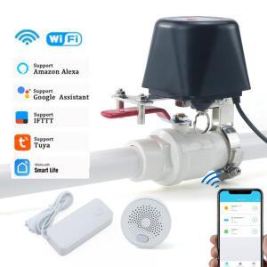 1/2 3/4 1 Tuya WIFI 스마트 가스 밸브 정원 물 차단 타이머 관개 컨트롤러 (물/가스 센서 포함) Alexa Goo