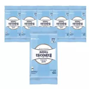 크리넥스 마이비데 휴대용 화장실용물티슈 10매 6입