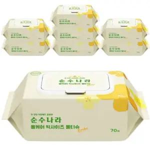 올케어 빅사이즈 점보 물티슈 70매 8팩