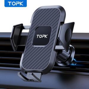 자동차 전화 홀더 마운트, TOPK 업그레이드 잠금 iPhone Samsun 용 공기 환기 후크 클립이있는 범용 스탠드