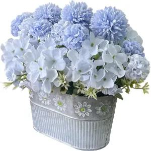 캔클리어 인공 수국 화분 꽃 테이블 중앙 장식용 실크 꽃꽂이 웨딩 꽃다발 파란색