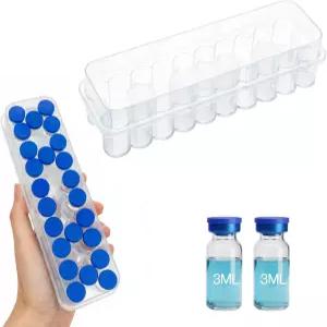 3ml 바이알 펩타이드 보관 케이스 - 냉장고용 24슬롯 인슐린 및 정리 유리 홀더(인슐린 GLP-1 등)용 투명