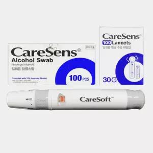 케어소프트 사혈기 1개+케어센스 채혈침100+소독솜100
