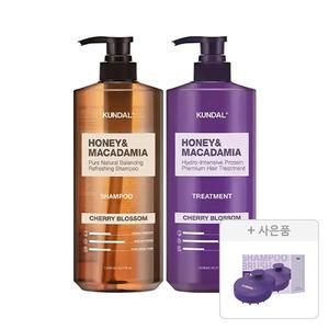 쿤달 네이처 샴푸 체리블라썸 1058ml, 1개+트리트먼트 체리블라썸향 1058ml, 1개+증정(스칼프 마사지 샴푸 브러쉬, 1개)