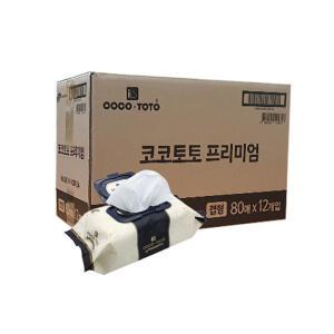 코코토토 프리미엄 물티슈 80매입X12개 캡형 494g 일회용 물티슈