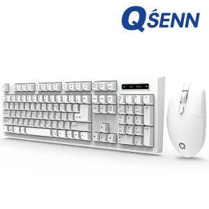 큐센 QSENN MK450 화이트 무선 키보드 마우스 세트 키스킨 포함