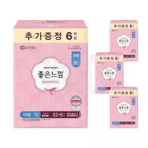 좋은느낌 오리지널 울트라슬림 날개 대형, 32+6개입, 4개