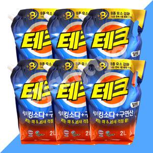 테크 베이킹소다+구연산 실내건조 액체세제 일반용 2L 6개 리필