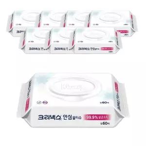 크리넥스 안심물티슈 캡 60매, 8개입, 1개