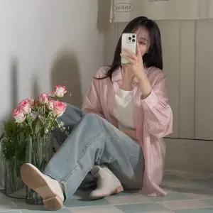 [제작/빅사이즈]이블렛 보니테 스트라이프 루즈핏 셔츠 제이스타일