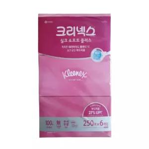 크리넥스 실크소프트 250매 6입 / 천연펄프 미용티슈 각티슈 곽티슈