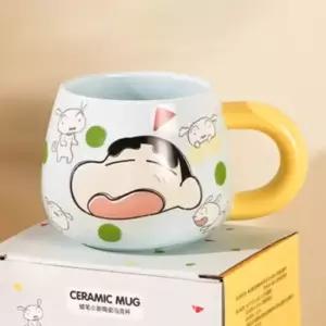 오너클랜 짱구 칼라 손잡이 세라믹 머그컵 460ml-옐로우 이유식기 아동식기 유아컵 물컵 아동컵