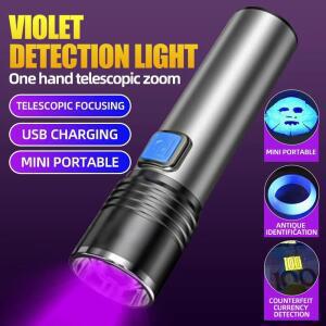 USB UV 395nm 애완 감지를 블랙 소변 위한 충전식 라이트 경화 수지 줌 동물 손전등