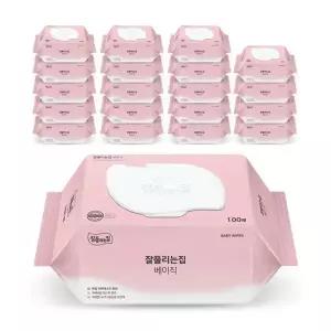 [잘풀리는집]베이직 물티슈 캡형 100매 x 20팩