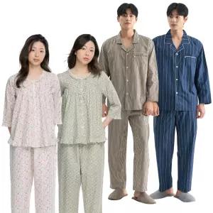 메이플라워 여성잠옷 7부 긴팔 순면 빅사이즈 파자마 홈웨어 실내복 세트 원피스