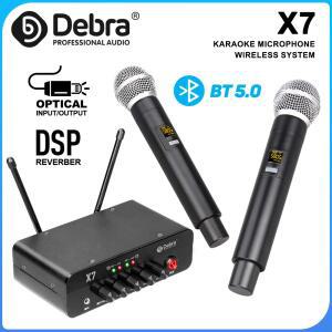 데브라 X7 플러스 무선 핸드헬드 마이크 시스템, 5.0 블루투스, DSP 리버브, 교회 및 노래방용 광학 커넥터