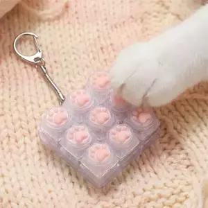 하비소 투명 LED 고양이 젤리 키보드 키캡 키링 9구