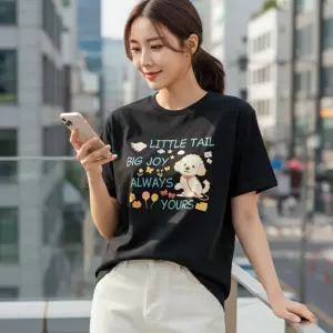리틀강아지 반팔티 20수면 쿨론티 티셔츠 자체제작 S~3XL 빅사이즈 남녀공용 여성 여자 여름티 데일리 반팔 학생 단체티 기능성