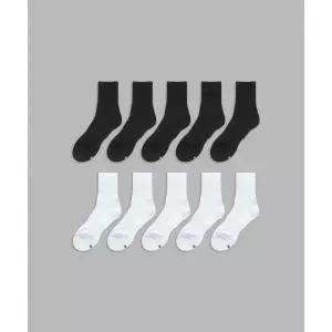 IL-O-GONG-CHIL [10PACK] 라이트 애슬레틱 엠보 하프 삭스 _스노우 화이트/블랙