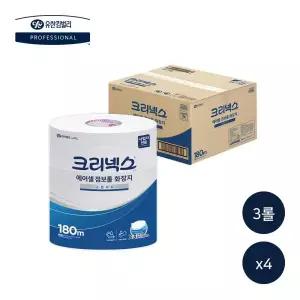 (매장정품)물에 잘 녹는 에어셀 점보롤 화장지 180m 12롤 /유한킴벌리 대용량 업소용 화장실 티슈 점보 롤