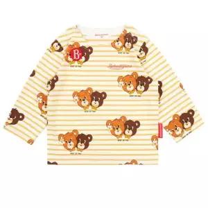 [롯데백화점]베베드피노 올 오버 허니 베어 베이비 스트라이프 롱 슬리브 티 BP51TR141PC