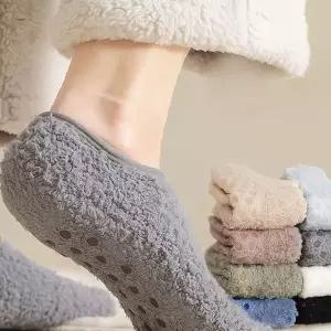 폭신한 기모 실내 덧신 미끄럼방지 패드 겨울철 보온 수면 발목 양말 거실 침실