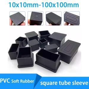 사각형/직사각형 검정색 PVC  고무 파이프 슬리브 튜브 캡 테이블 의자 발 패드 보호 커버 10x10mm ~