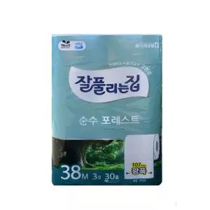 크리넥스 미래생활 잘풀리는집 순수 포레스트 대용량 화장지 38m 3겹 30롤