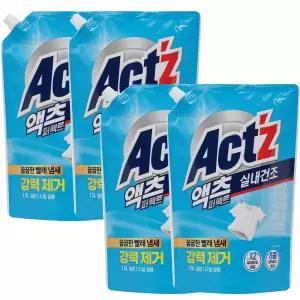 액츠 퍼펙트 실내건조 리필 1.5L 4개 액체세제 세탁세제