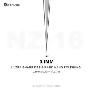MIJING NZ-16 티타늄 합금 핀셋 0.1mm 초미세 팁핸드폰 수리 및 PCB 납땜용