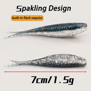 33PCS 세트 소프트 루어 Fihshhook 생체 공학 물고기 7cm V 테일 크랭크 웜 후크 포퍼 Pesca 기어 Swimbai