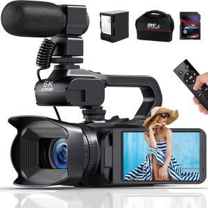 카메라 렌즈 사진용 6K 울트라 HD 전문 비디오 카메라 64MP WiFi 나이트 비전 라이브 스트림 캠코더 18X 디